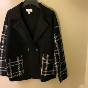 Magaschoni black and white sweater jacket.